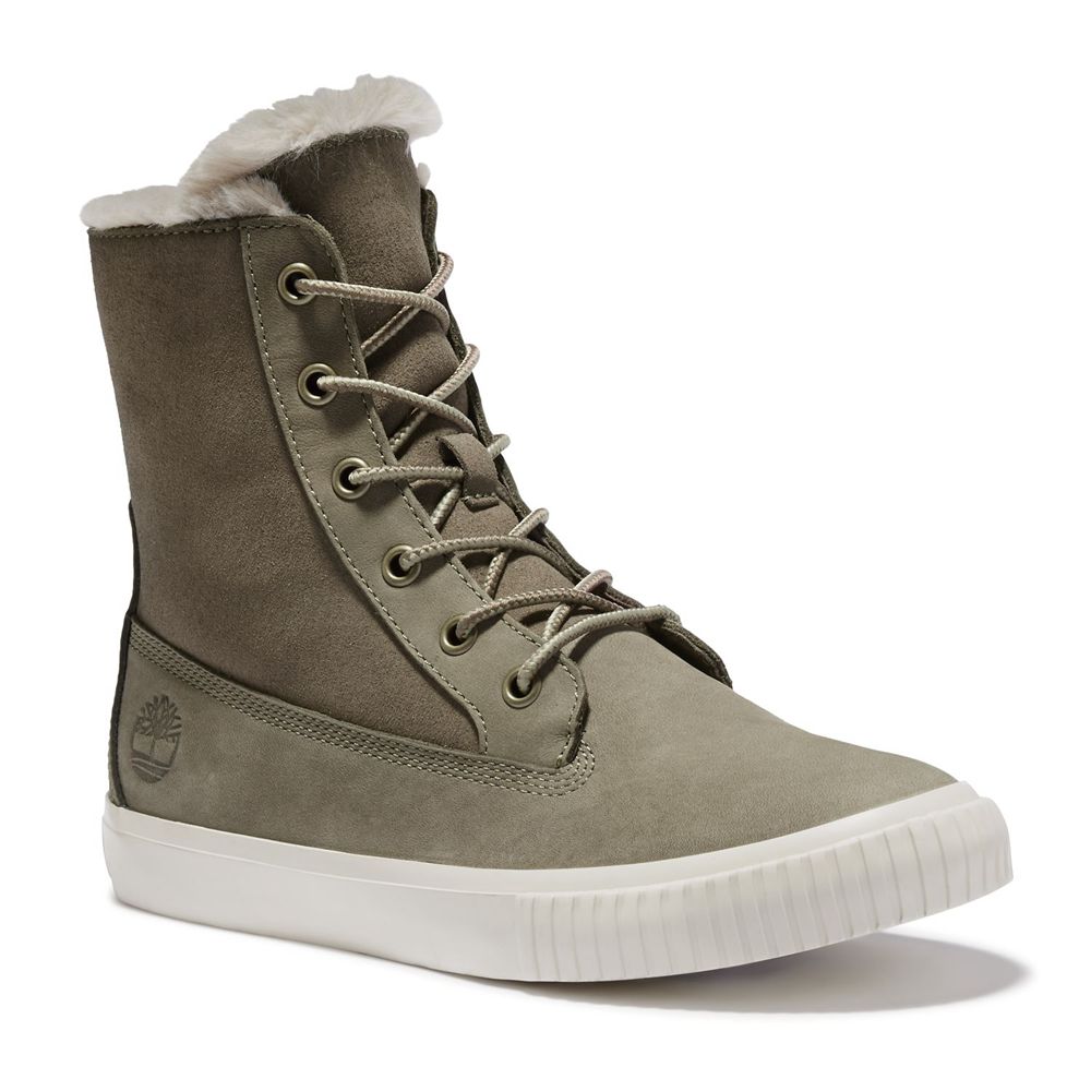 Timberland Μποτες Χιονιού Γυναικεια Ελιά - Skyla Bay Fleece Fold-Down - Greece 0628394-ZU